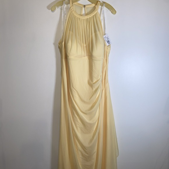 David's Bridal Canary Yellow Illusion Mesh Formal Gown Size 18 NWT Bridesmaid - Picture 3 of 10